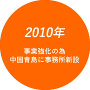 2010年 事業強化の為 中国青島に事務所新設